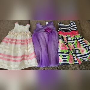 Purple Sleeveless Kids Dress with Floral Accent